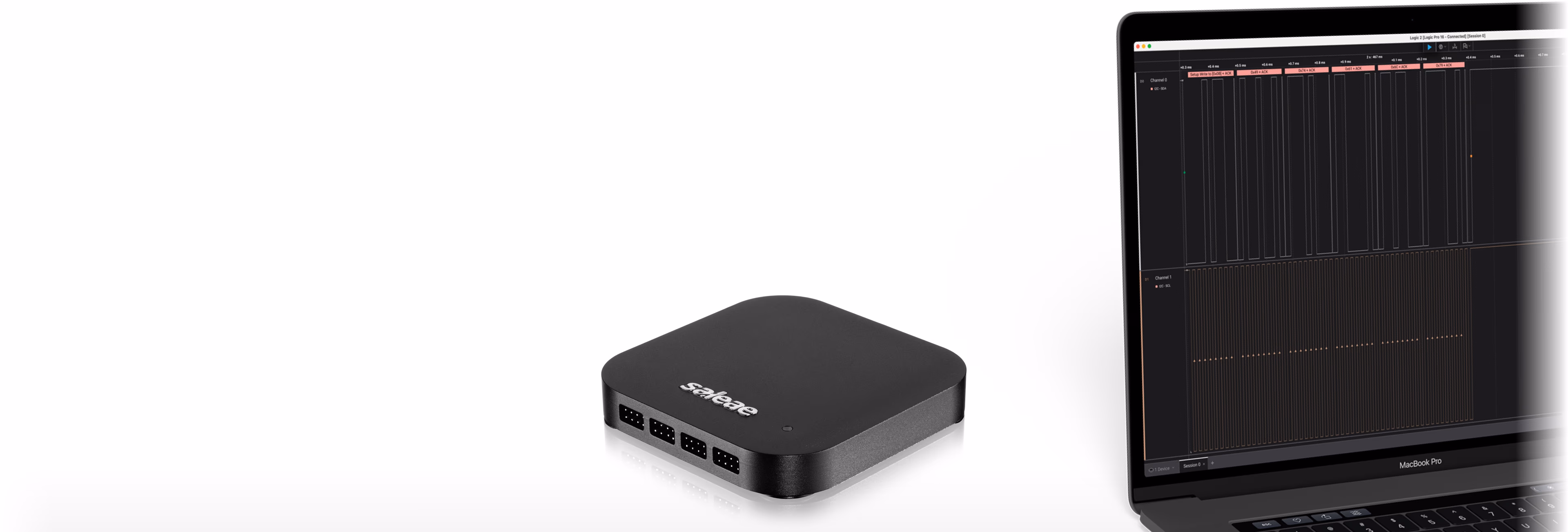 Saleae logic analyzer and Logic software used for remote signal capture